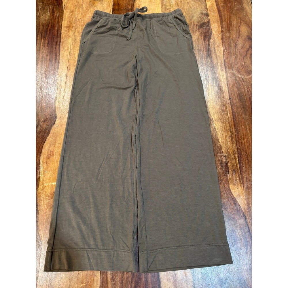 Paper Label womens sz M olive tencel wide leg lounge pants tencel stretch